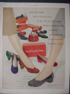 1951 Town & Country Shoes Winter Spice Smoke Violet Red Vintage Print Ad 12297 - Picture 1 of 1