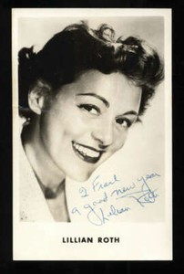 Lillian Roth D.1980 Actress Animal Crackers Signed Photo Post Card
