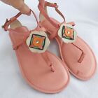 Fossil Womens 5 Hayden Rose Leather T-Strap Sandal Thong Floral Summertime Beach