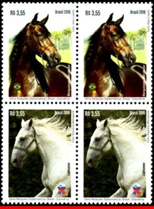 3329 BRAZIL 2016 RELATIONSHIP WITH SLOVENIA, HORSES, RMH C-3592-93, BLOCK MNH - Picture 1 of 2