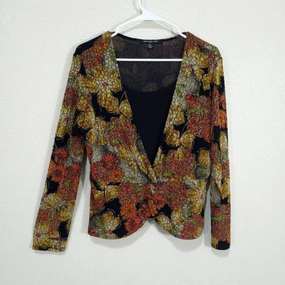 Briggs NY Top Womens Petite Large Fall Earthy Colors Boho Stretch Layered look - Image 1 of 4