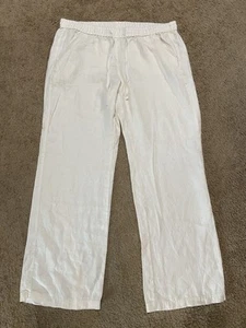 Pantalone donna Tommy Bahama due palme coulisse gamba larga taglia L 100% lino tasche - Foto 1 di 11