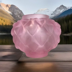 Xl Lalique Style Crystal Pink Cactus Style Vase H8” Heavy Art Glass 11lb Limited - Picture 1 of 8