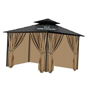Gazebo Universal Replacement Privacy Curtain, 10'X10' Gazebo 10x10 Beige - Picture 1 of 8