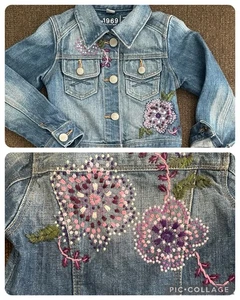 Mädchen Baby Gap 1969 Denim bestickte Jacke Größe 4 Jahre - Bild 1 von 5