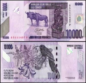 República Democrática del Congo 10000 Francos, 2022, P-103d, UNC - Imagen 1 de 1