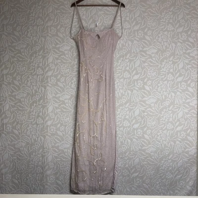 Maxi Vestido Bodycon Formal Cuentas Sean Mehta Vintage Cuentas Y Lentejuelas Talla Pequeña Foto 1 de 4