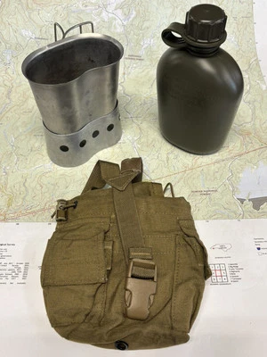 USGI USMC 4pc Canteen + Cup + Stove + Pouch Kit Survival Bushcraft Coyote Brown — 第 1/4 张图片