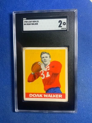 Doak Walker 1948 Leaf SGC 2 Football Rookie Card RC Vintage Graded Lions NFL #4 - Image 1 of 2