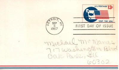 USPS Scott UXC8 FDC Visit The USA With Newspaper Clippings 1967 Airmail Postcard - Image 1 of 4