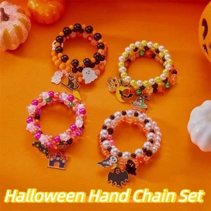 3pcs Zinc Alloy Halloween Hand Chain Set Colorful Beaded Bracelet Accessories - Picture 1 of 16