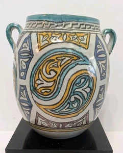 Vintage Moroccan Handled Fez Ceramic Vase - Picture 1 of 7