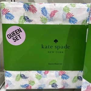 Kate Spade Colorful Leaves Prints 4PC Queen Sheet Set 100% Cotton Percale New - Picture 1 of 4