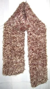 New Handmade Knitted Reddish Brown & Tan Woman's Scarf - Picture 1 of 1