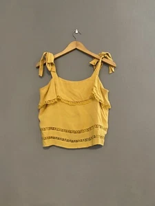 Charlotte Russe Women’s Medium Blouse Yellow Tied Shoulder - Picture 1 of 5
