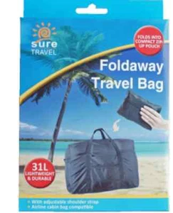 Foldaway Travel Bag Lightweight Durable Strap Easyjet Cabin Underseat 45x34x20cm - Picture 1 of 3