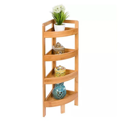 Badregal aus Bambus mit 4 Ablagen Standregal Eckregal Badezimmerregal - Bild 1 von 4