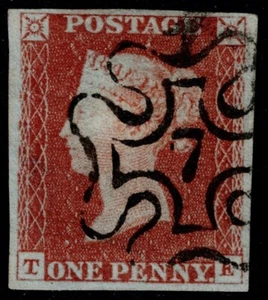 1841 1d Red Plate 24 TE 4m Superb London No 7 in Maltese Cross VFU Cat. £160.00 - Picture 1 of 1