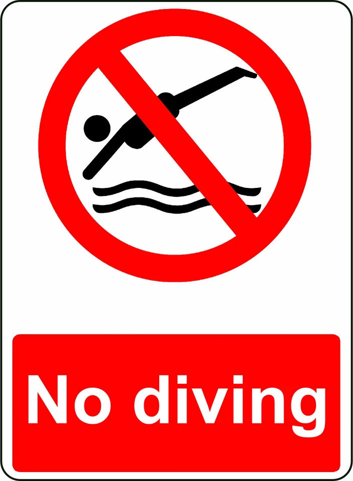 3M VINYL NO DIVING OSHA DECAL SAFETY SIGN STICKER 3M USA MADE