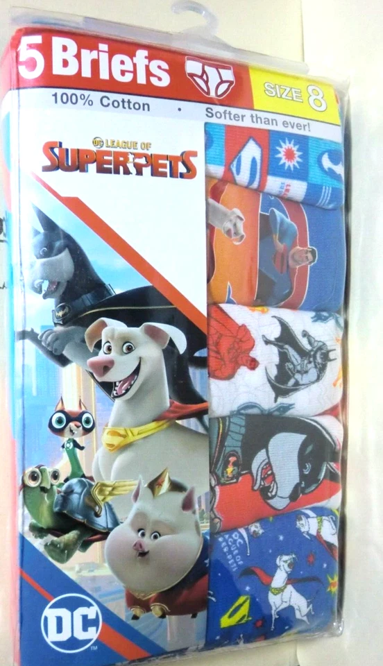 Lote 2X Calzoncillos DC League of Super-Pets Niños 8 Multicolor 100% Algodón 5 Pares  Foto 1 de 1