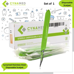 Cynamed Stainless Steel Disposable Scalpel w/Plastic Handle Sterile Single Blade - Picture 1 of 23