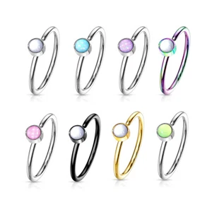 Cartilage Nose Bendable Hoop with Illuminating Stone Set 20g - Picture 1 of 10