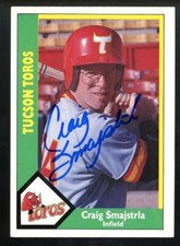 1990 Tucson Toros CRAIG SMAJSTRLA Signed Card autograph AUTO ASTROS