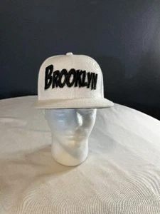 BROOKLYN - Unisex Baseball Cap Hat White/Black Adjustable One Size - Picture 1 of 4