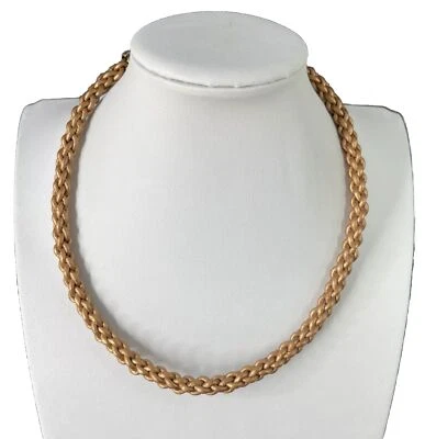 Carolyn Pollack Relios Braided Leather Cord Necklace Brass 925 Sterling Silver - Image 1 of 4