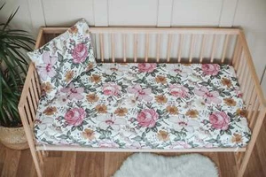 Hibiscus Vintage Rose Fitted Crib Sheet - Picture 1 of 5