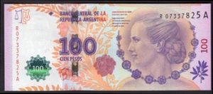 Argentina, 100 Pesos, Evita Commemorative, replacement (2016), R 07337825A, GEF - Picture 1 of 2