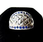 Gorgeous Fancy 925 Sterling Silver Sapphire Ring sz9 F89