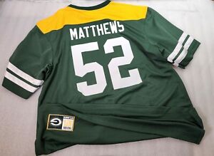 Clay Matthews #52 Green Bay Packers NFL Majestic Green Yellow T Shirt Jersey L