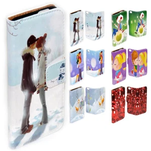 For Apple iPhone Series Case - Christmas Love Print Flip Wallet Phone Case Cover - Picture 1 of 7