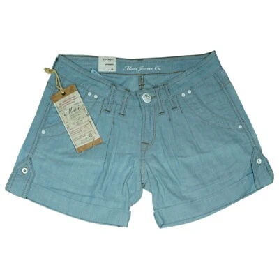 Mavi 牛仔裤汉娜短裤卡普里短裤热裤 32 XXS W24 浅蓝色性感 全新 — 第 1/3 张图片