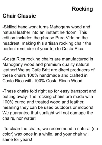 Costa Rican Campaign Style Teak Brown Leather Folding Rocker Rocking Chair Cover