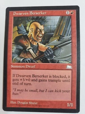 MTG Magic The Gathering Card Dwarven Berserker Summon Dwarf Red Weatherlight  - Image 1 of 2