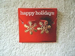 Happy Holidays Silver Color Snowflake Shaped Earrings " BEAUTIFUL PAIR " - Picture 1 of 5