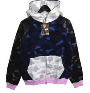 New A Bathing Ape Men's Full Zip Hoodie S size Blue Camo 2000's Active Wear - Picture 1 of 3