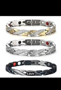 1pc x type titanium steel magnetic bracelet creative fashion snake print - Picture 1 of 5
