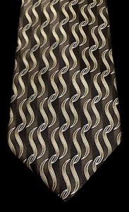 laurant benon Paris Men’s tie black taupe 100% silk - Picture 1 of 5