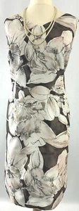 New Jacques Vert dress 14 18 22 Ivory Brown Pink Floral abstract shift RRP £149 - Picture 1 of 24