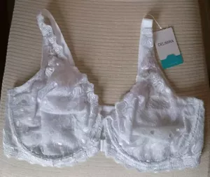 Delimira Front Close BH Damen UK 42DD W034 Bügel Spitze weiß - Bild 1 von 10