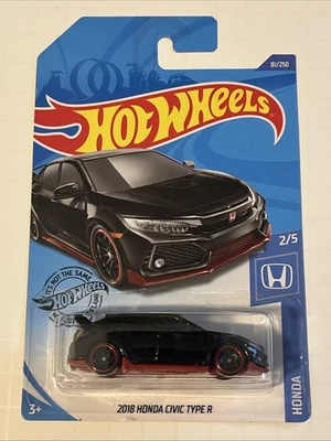 Hot Wheels Black 2018 Honda Civic Type R 81/250 Honda 2/5 - Image 1 of 3