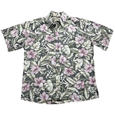 Cooke Street Shirt Mens Medium Black Purple Hawaiian Aloha Camp Hibiscus Cotton - Image 1 of 4