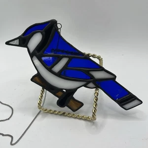 Vintage Stained Glass Blue Jay 6x4” Small - Picture 1 of 4