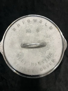 Griswold No. 8 skillet cover lid Only- self basting 1048   Cracked - Picture 1 of 16