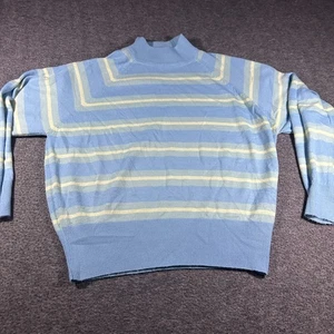 Vintage 90s Maggie Lawrence Striped Size M Retro Academia Granny Sweater Blue - Bild 1 von 11