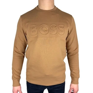 Sweatshirt BOSS Mens Brown Pullover With Logo - Salbo 1 Size XL - Picture 1 of 8