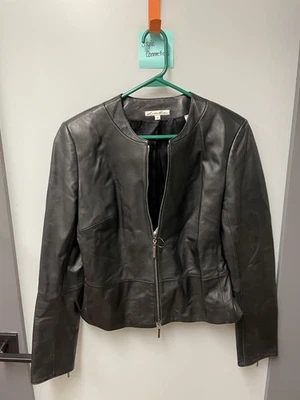 Abrigo de cuero negro Lillie Rubin para dama - talla 6 Foto 1 de 3